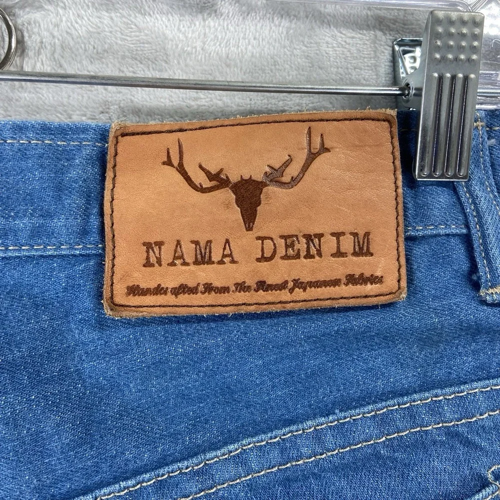 Nama Denim Jeans Mens 32x34 Japanese Selvedge Slim Straight Fit Blue Button Fly